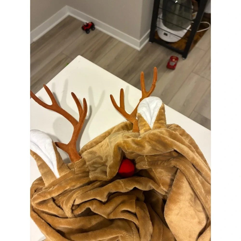 Tipsy Elves Red Nosed Reindeer Costume Onesie Pajamas‎ Brown Adult small